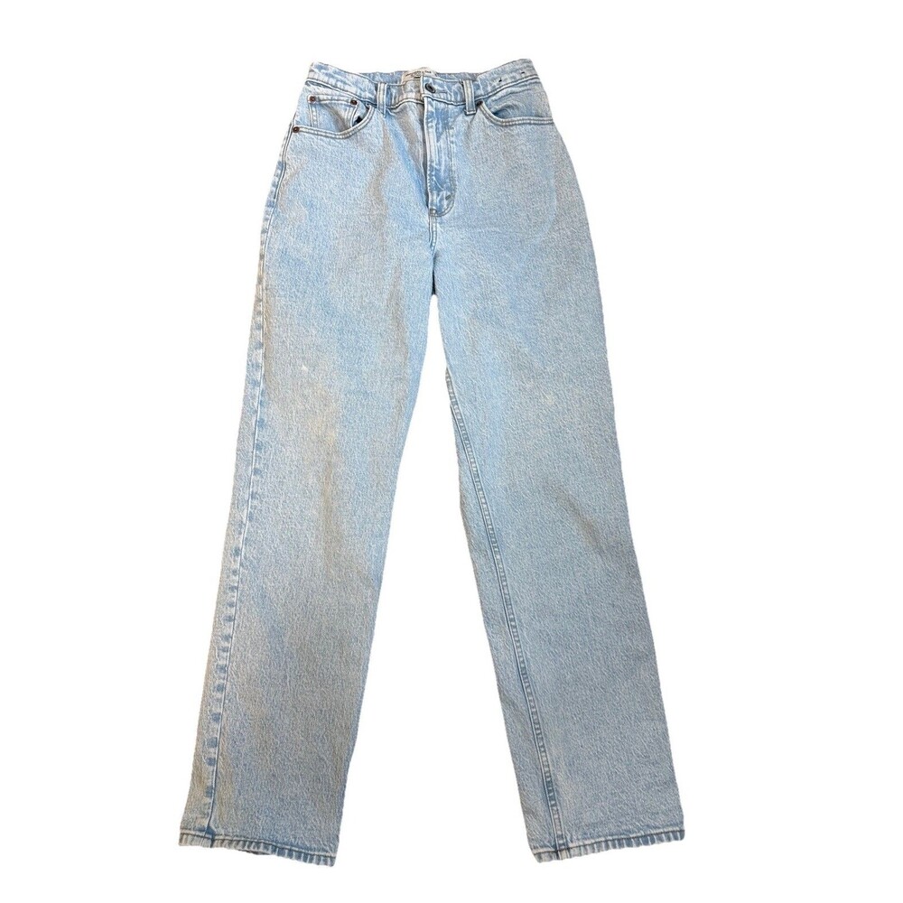 Abercrombie & Fitch 90s Straight Ultra High Rise Light Wash Blue Jeans 28 6